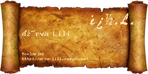 Árva Lili névjegykártya