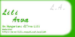 lili arva business card